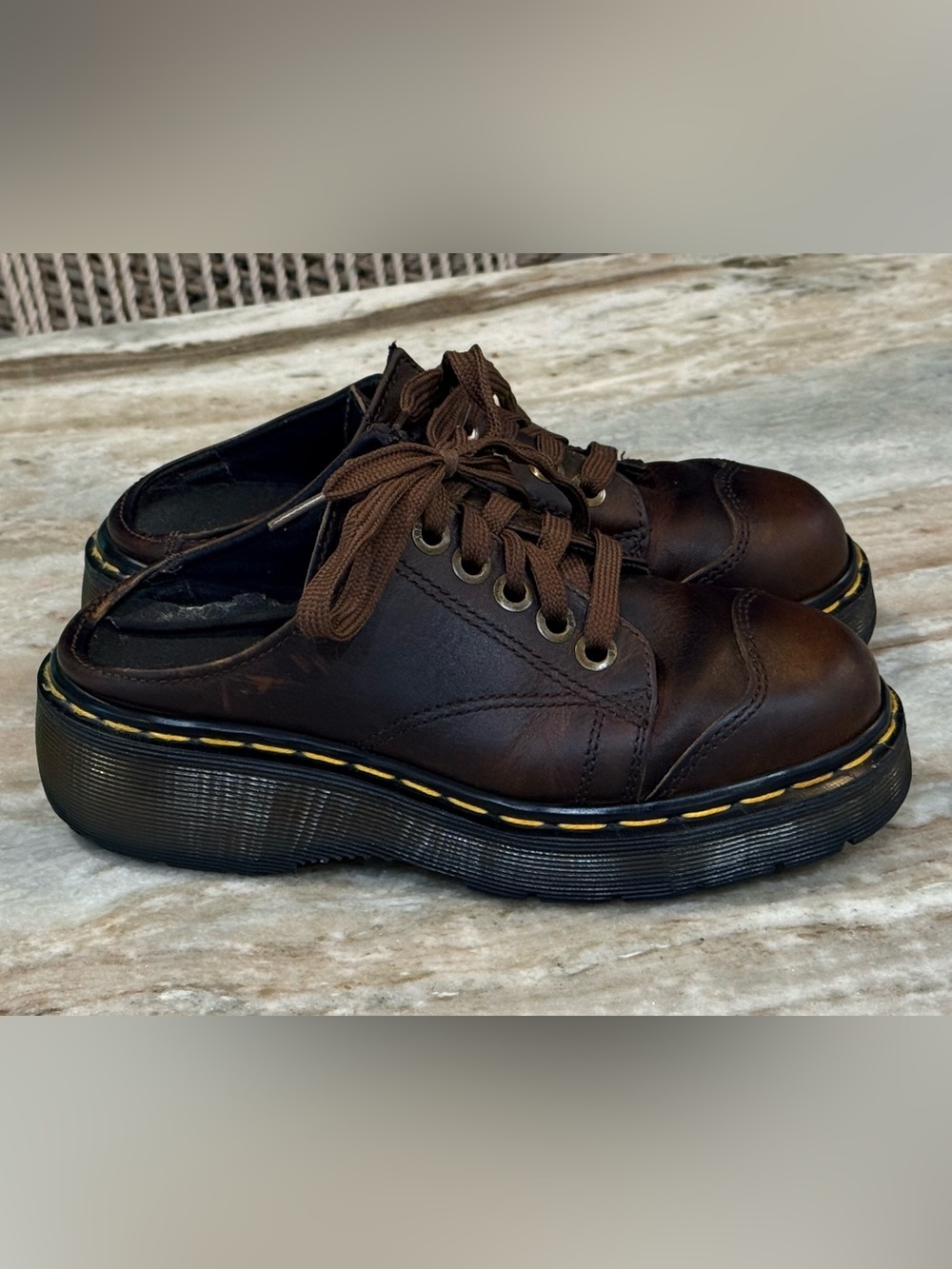 Women’s Vintage 90s DR MARTENS chunky brown leather slip one- Size 4